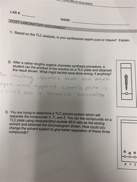 Solved Alysis Of Analgesics Lab Name Post Laboratory Chegg