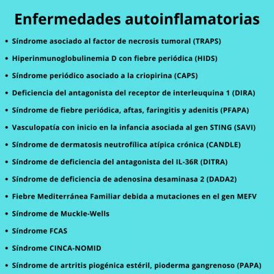 Síndromes autoinflamatorios un catálogo de enfermedades raras y poco