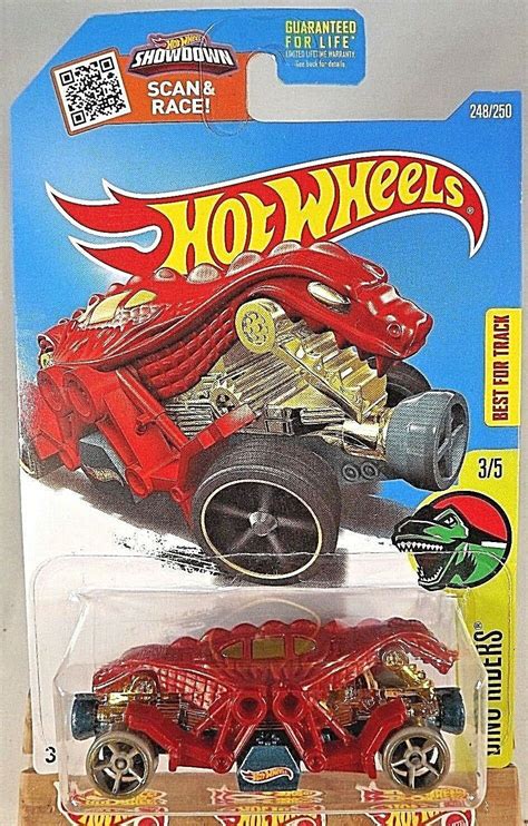 Hot Wheels Dino Riders DOUBLE DEMON Red Variation W Gray Wheel Contemporary