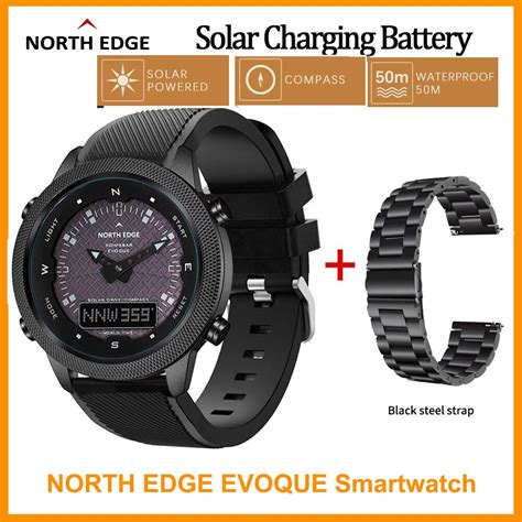 NORTH EDGE reloj inteligente Digital con energía Solar pulsera