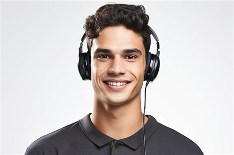 Premium Photo A Man Wearing Headphones And Smiling For The Camera