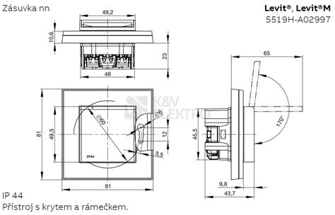 ABB Levit M zásuvka IP44 onyx kouřová černá 6619H A06997 63 s clonkami