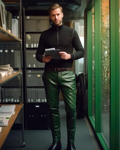 Green Leather Pants In 2023 Metrosexual Men Fashion Boots Outfit Men