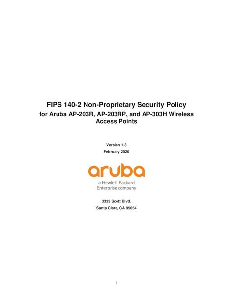 Pdf Fips Non Proprietary Security Policy The Aruba Ap H