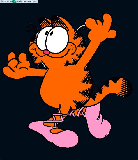 Dessin colorié Coloriage Garfield fait de la danse par un invité