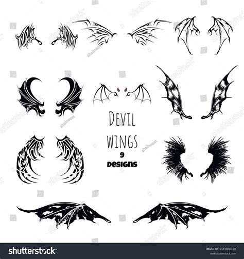 Devil Wings Tattoo Demon Isolated Stencil Stock Vector (Royalty Free ...