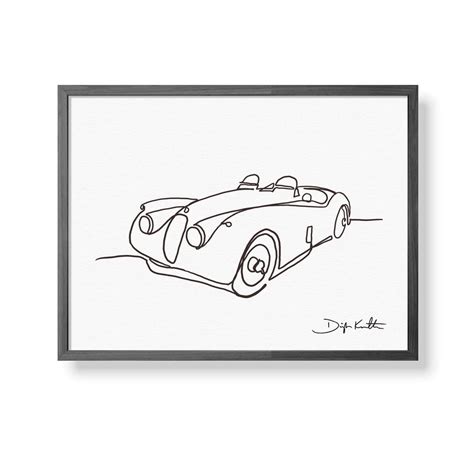 Jaguar Xk120 Single Line Drawing Limited Edition Print Carpeviam