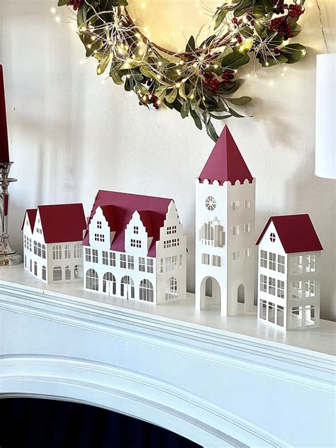 Paper Christmas Decoration Cherry Red Christmas Village Paper