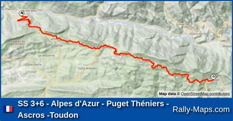 SS 3 6 Alpes d Azur Puget Théniers Ascros Toudon stage map