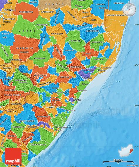 Political Map Of Kwazulunatal 47 Off