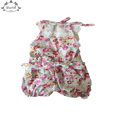 Buy Little Girl Bubble Short Romper Floral Backless