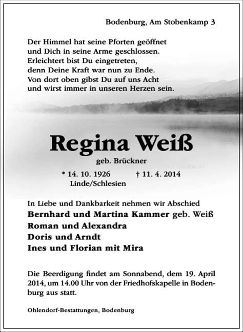 Traueranzeigen Von Regina Wei Trauerportal Hildesheimer Allgemeine