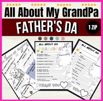 All About My Grandpa Fill In The Blank Printable For Father S Day