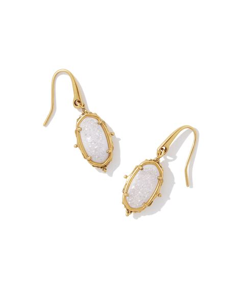 Baroque Vintage Gold Lee Drop Earrings In Iridescent Drusy Kendra Scott