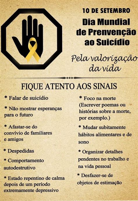 10 de Setembro Dia Mundial de Prevenção do Suicídio Notícias de Paulínia