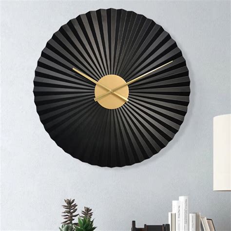 Wave Modern Black Gold Wall Clock Home Lift Craft