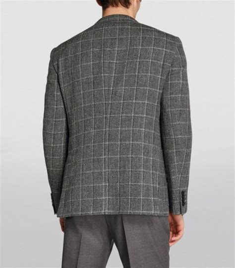 Mens Pal Zileri Black Wool Linen Check Blazer Harrods Uk