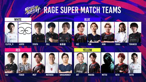 日本を代表するプロ選手と人気ストリーマー総勢20名が出演する「rage Super Match」出演者のチーム分けとキャスター・mcが決定