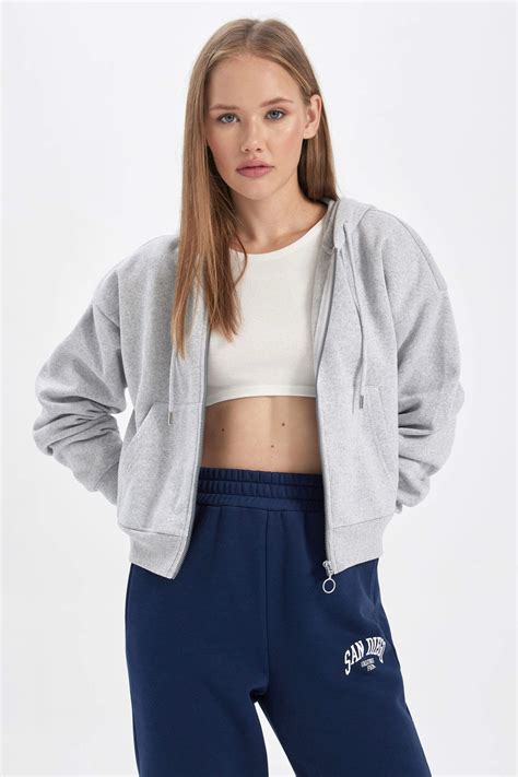 Grau Damen Regular Fit Kapuzenjacke 2907516 DeFacto