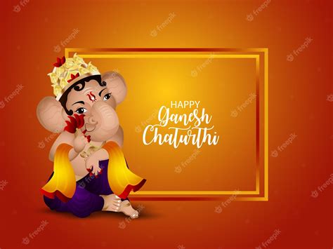 Premium Vector Indian Cultural Festival Happy Ganesh Chaturthi Celebration Card