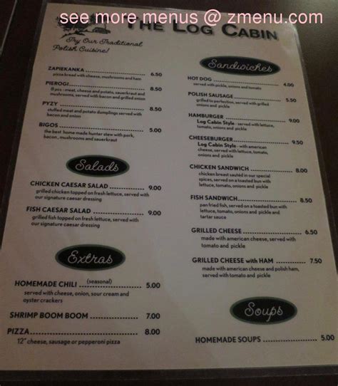 Menu At Log Cabin Bar Des Plaines