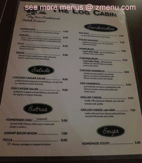 Menu at Log Cabin Bar, Des Plaines