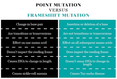 Difference between Point Mutation and Frameshift Mutation - KnowsWhy.com