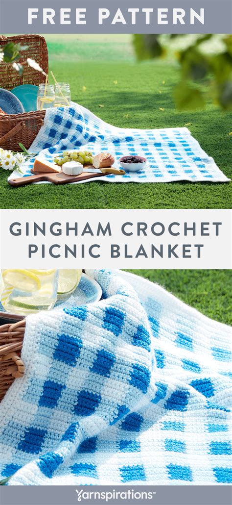 Free Gingham Crochet Picnic Blanket Pattern Using Caron Simply Soft