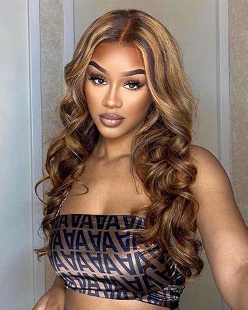 Amazon JFOOHD Honey Blonde Ombre Lace Front Wig Human Hair Pre