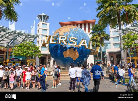Singapore July 13 2018 The Universal Studios Singapore Globe Stock