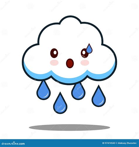 Vector Plano Del Diseño De La Nube De La Lluvia Del Kawaii De La Cara