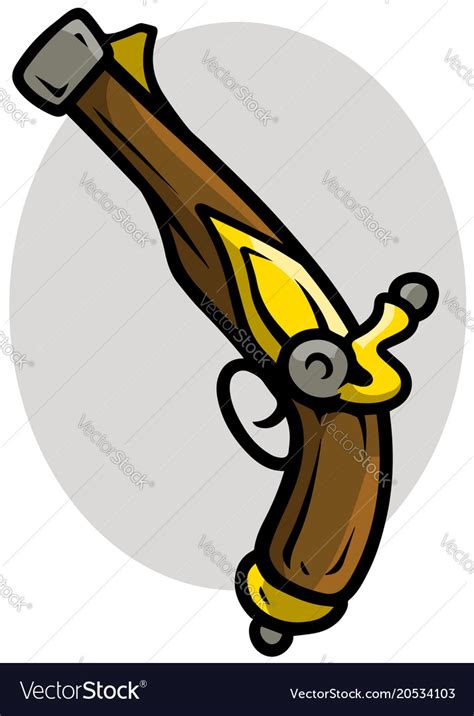 Cartoon old pirate pistol icon Royalty Free Vector Image