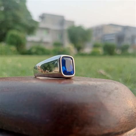 Artificial Blue Sapphire Silver Ring High Quality Silver Ring Mens