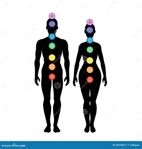 Sieben Chakra System Im Menschlichen Körper Infografik Mit Männlicher