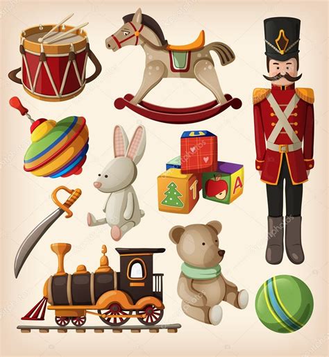 Set of colorful vintage christmas toys Stock Vector Image by ©moonkin #15649975