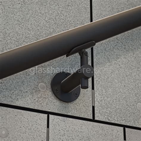 Wall Mounted Hand Rail Bracket Matte Black IGT Glass Hardware