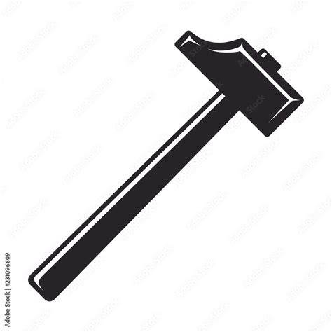 Vecteur Stock Vintage Hammer Monochrome Icon Blacksmith Tools Vector