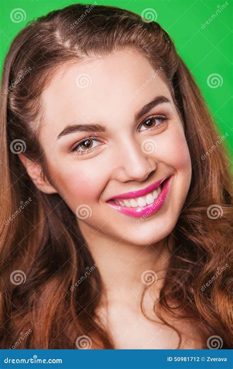 Attractive Young Happymodel With Bright Make Up Stock Photo Image Of