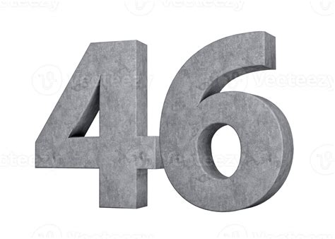 3d Concrete Number Forty Six 46 Digit Made Of Grey Concrete Stone 3d