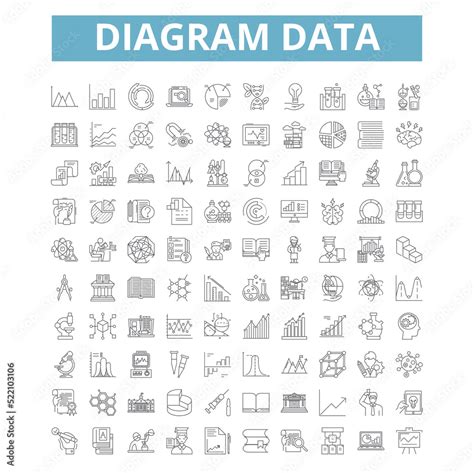 Diagram data icons, line symbols, web signs, vector set, isolated ...