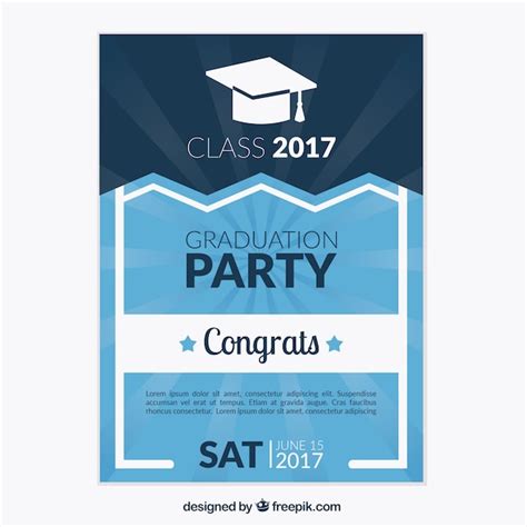 Blue Graduation Party Brochure With White Details Vector Free Download