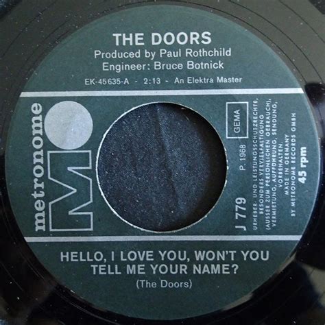 Doors ‎ Hello I Love You Wont You Tell Me Your Name Vinyl Shop