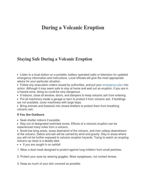 Staying Safe During And After A Volcanic Eruption A Guide To Protecting Yourself And Your