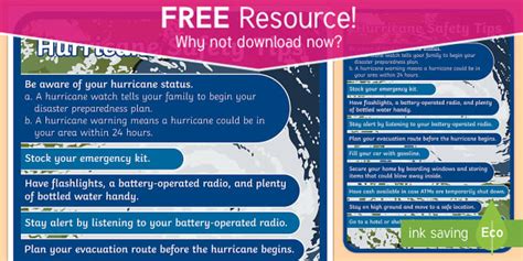 FREE Hurricane Safety Tips Poster Lehrer Gemacht Twinkl