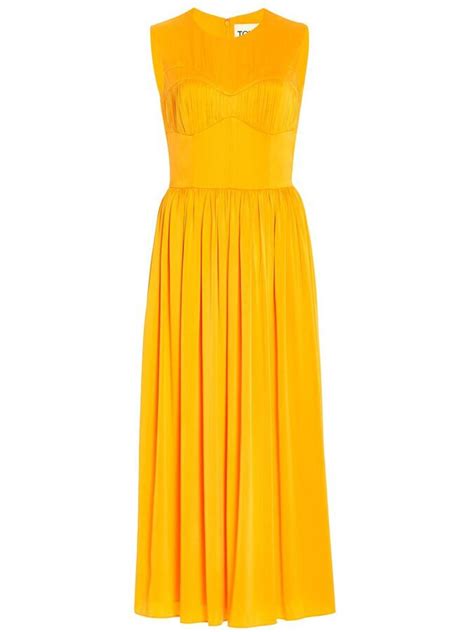 Tove Demy Ruched Silk Midi Dress One Color Editorialist