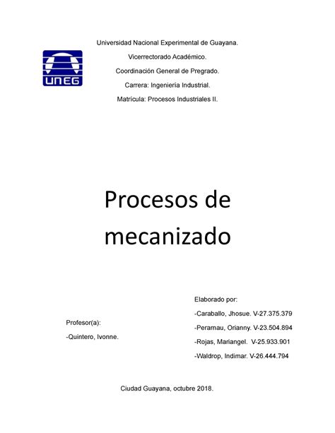 Procesos De Mecanizado Torneado Taladrado Fresado Y Rectificado De