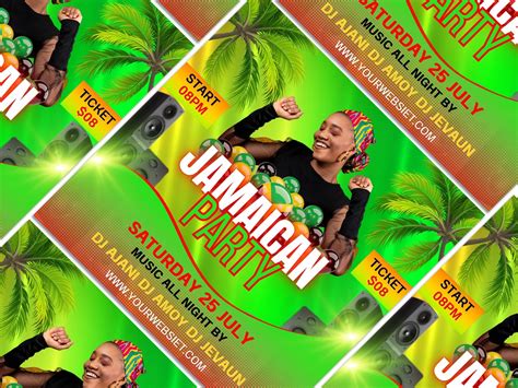 Jamaican Party Flyer Canva Template For Diy Social Media Etsy