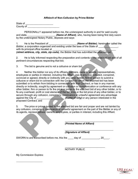 New Hampshire Affidavit Of Non Collusion By Prime Bidder Non