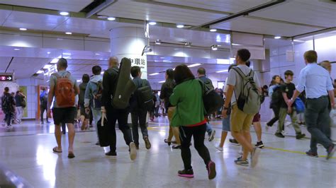 HONG KONG NOVEMBER 8, 2019 - Walkway tunnel connecting MTR metro Hong