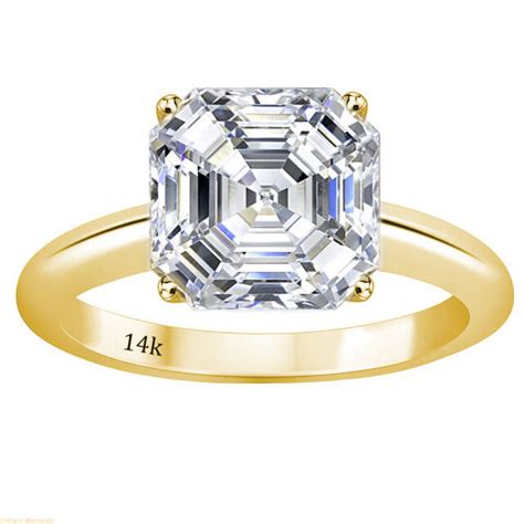 500 Ctw Asscher Cut Solitaire Wedding Engagement Ring Set In 14k